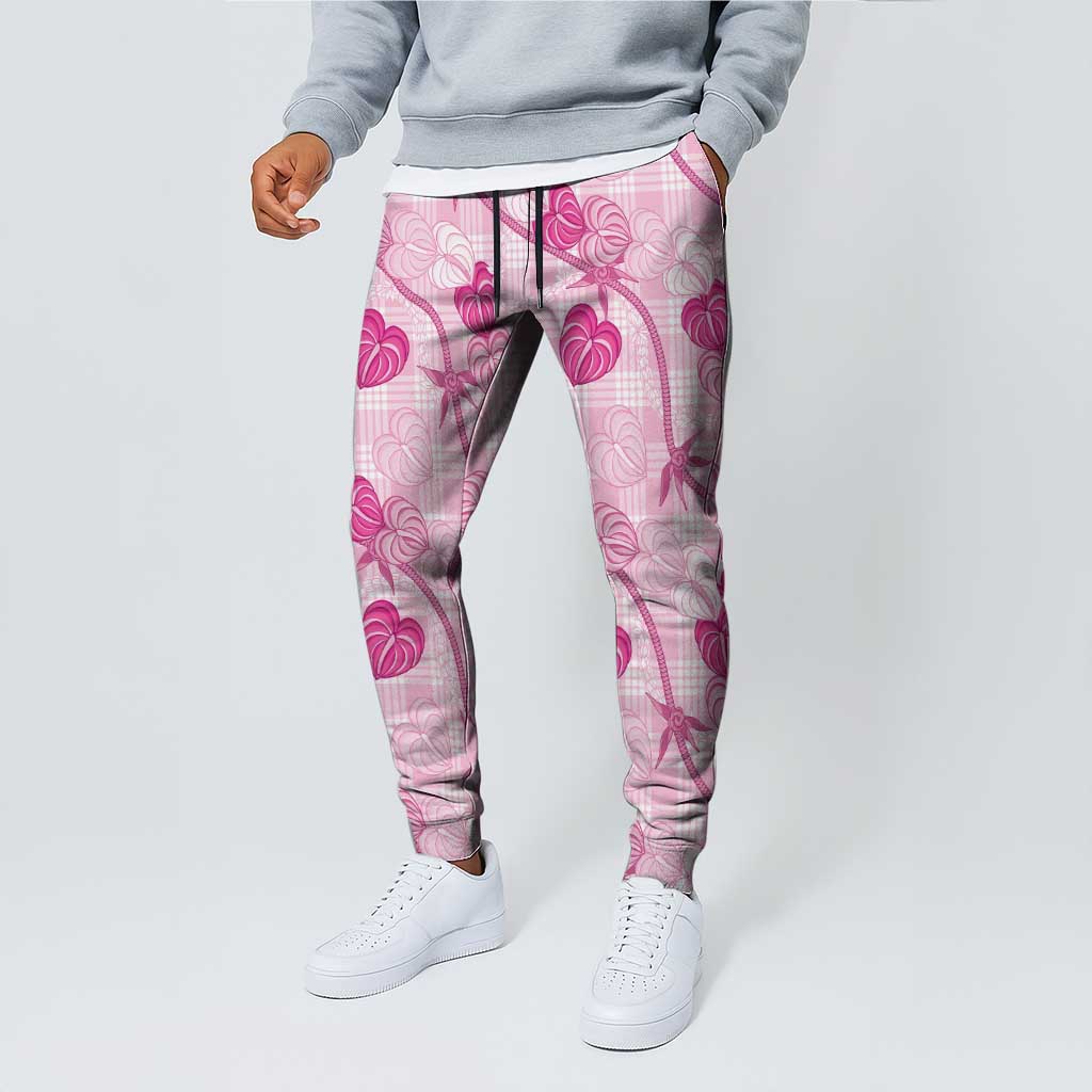 Anthurium Pikake Ti Leaf Palaka Jogger Pants Pink Version