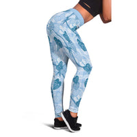 Anthurium Pikake Ti Leaf Palaka Leggings Blue Version