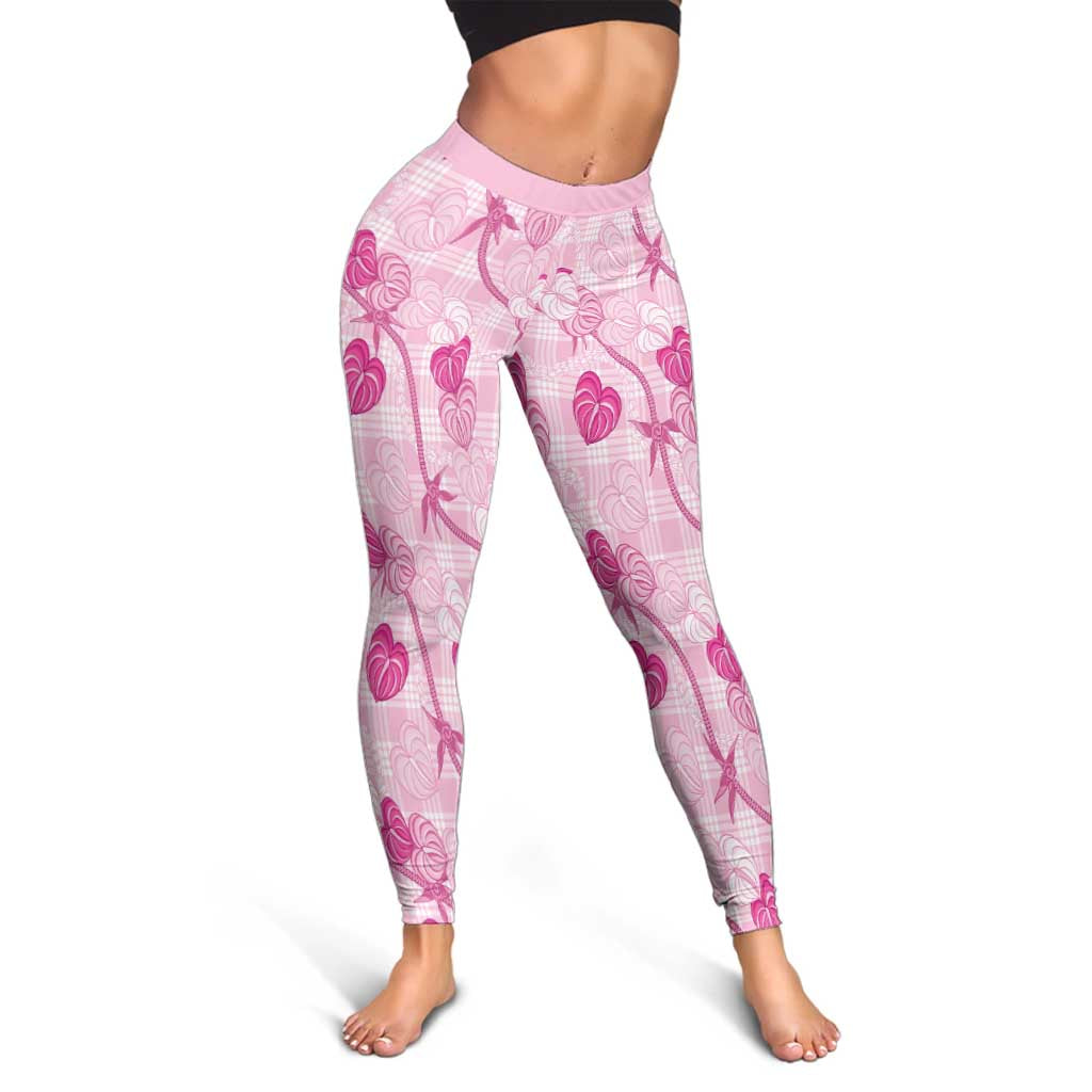 Anthurium Pikake Ti Leaf Palaka Leggings Pink Version