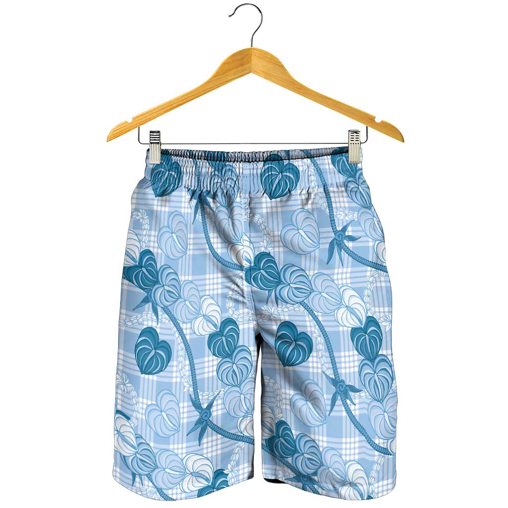 Anthurium Pikake Ti Leaf Palaka Shorts for Men Blue Version