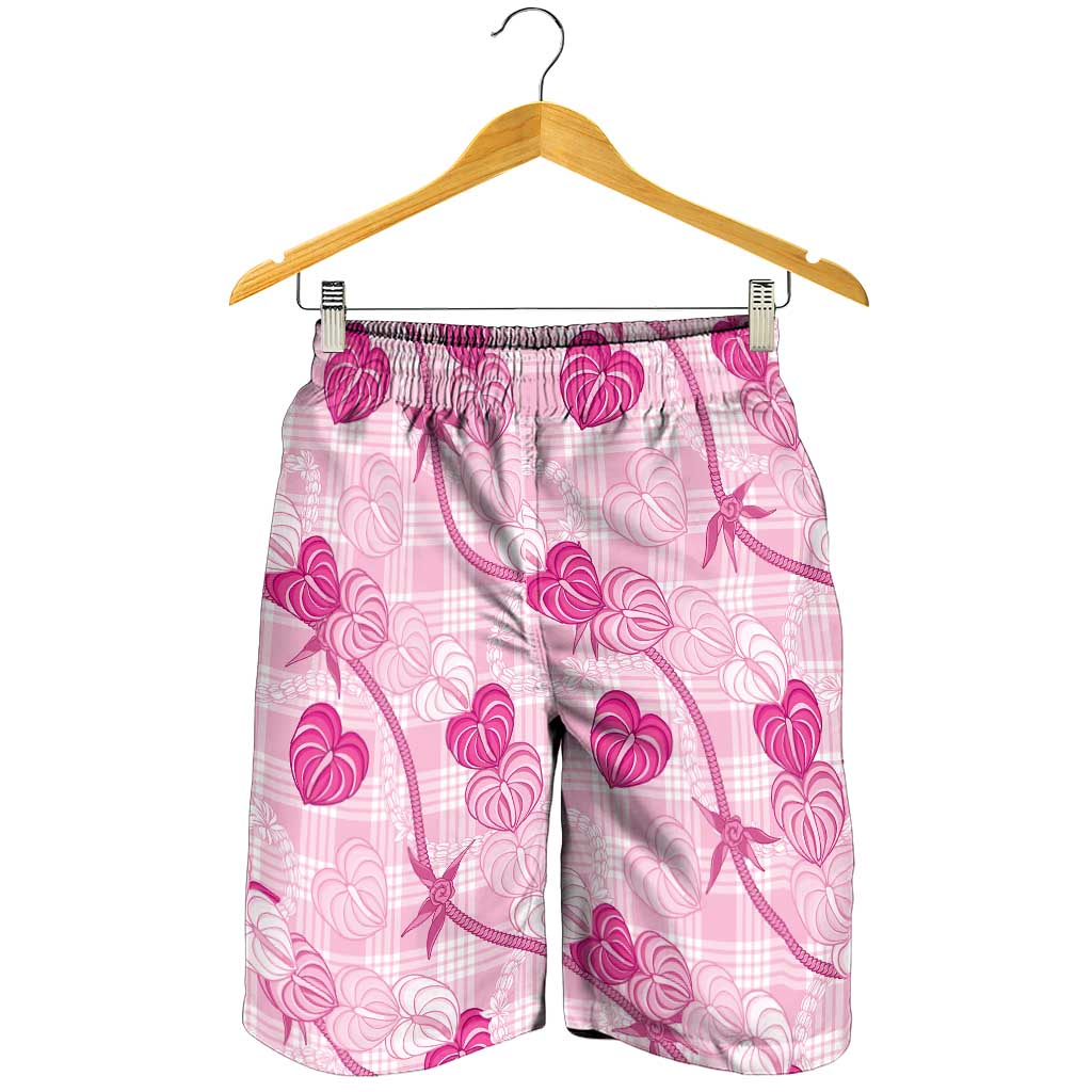 Anthurium Pikake Ti Leaf Palaka Shorts for Men Pink Version