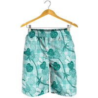 Anthurium Pikake Ti Leaf Palaka Shorts for Men Turquoise Version