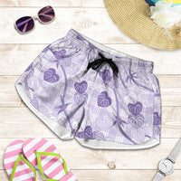 Anthurium Pikake Ti Leaf Palaka Shorts for Women Purple Version