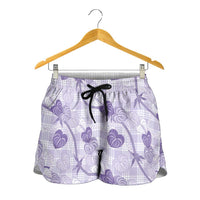 Anthurium Pikake Ti Leaf Palaka Shorts for Women Purple Version