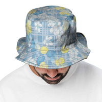 Anthurium Plumeria Lei Pastel Bucket Hat Blue Hawaiian Splendid Palaka