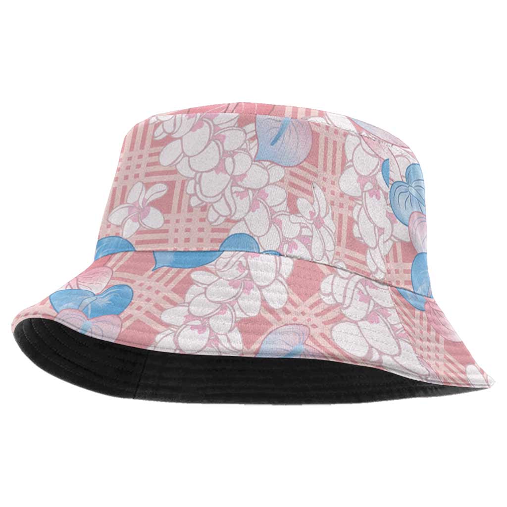 Anthurium Plumeria Lei Pastel Bucket Hat Pink Hawaiian Splendid Palaka