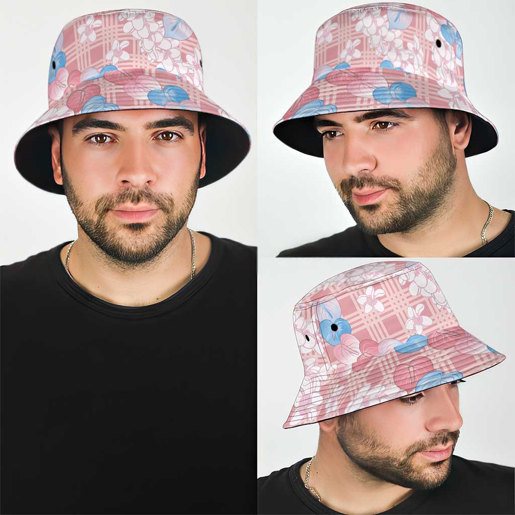 Anthurium Plumeria Lei Pastel Bucket Hat Pink Hawaiian Splendid Palaka