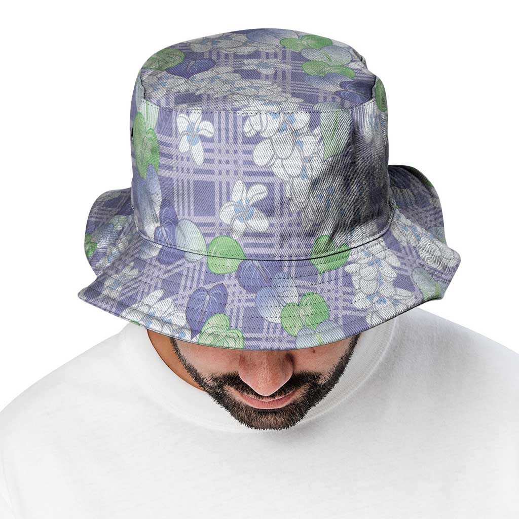 Anthurium Plumeria Lei Pastel Bucket Hat Purple Hawaiian Splendid Palaka LT01 - Polynesian Pride