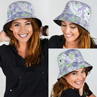 Anthurium Plumeria Lei Pastel Bucket Hat Purple Hawaiian Splendid Palaka LT01 - Polynesian Pride