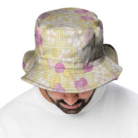 Anthurium Plumeria Lei Pastel Bucket Hat Yellow Hawaiian Splendid Palaka