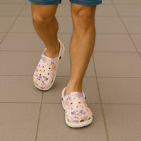 Anthurium Plumeria Lei Pastel Clogs Shoes Orange Hawaiian Splendid Palaka LT01 - Polynesian Pride
