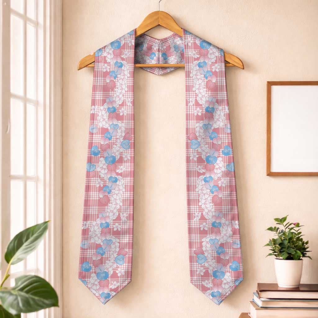 Anthurium Plumeria Lei Pastel Graduation Stole Pink Hawaiian Splendid Palaka LT01 One Size Pink - Polynesian Pride