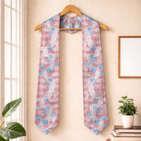 Anthurium Plumeria Lei Pastel Graduation Stole Pink Hawaiian Splendid Palaka LT01 One Size Pink - Polynesian Pride