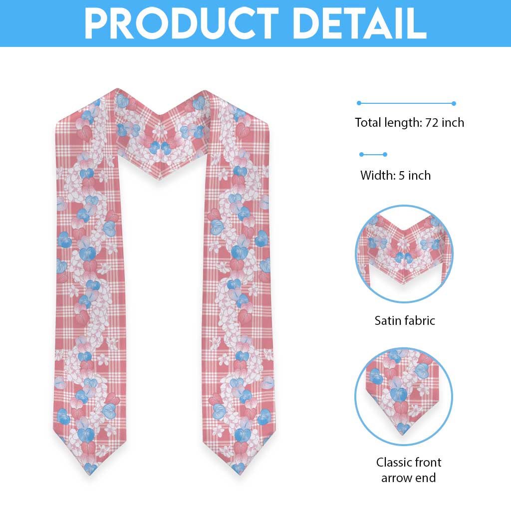 Anthurium Plumeria Lei Pastel Graduation Stole Pink Hawaiian Splendid Palaka LT01 - Polynesian Pride