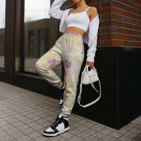 Anthurium Plumeria Lei Pastel Jogger Pants Yellow Hawaiian Splendid Palaka LT01 - Polynesian Pride