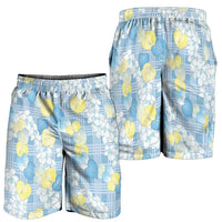 Anthurium Plumeria Lei Pastel Shorts for Men Blue Hawaiian Splendid Palaka