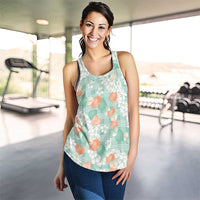 Anthurium Plumeria Lei Pastel Women Racerback Tank Teal Hawaiian Splendid Palaka