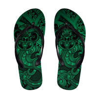 Aotearoa Maori Hei Tiki Flip Flops Kakariki Kowhaiwhai Puhoro Motif LT9 Green - Polynesian Pride