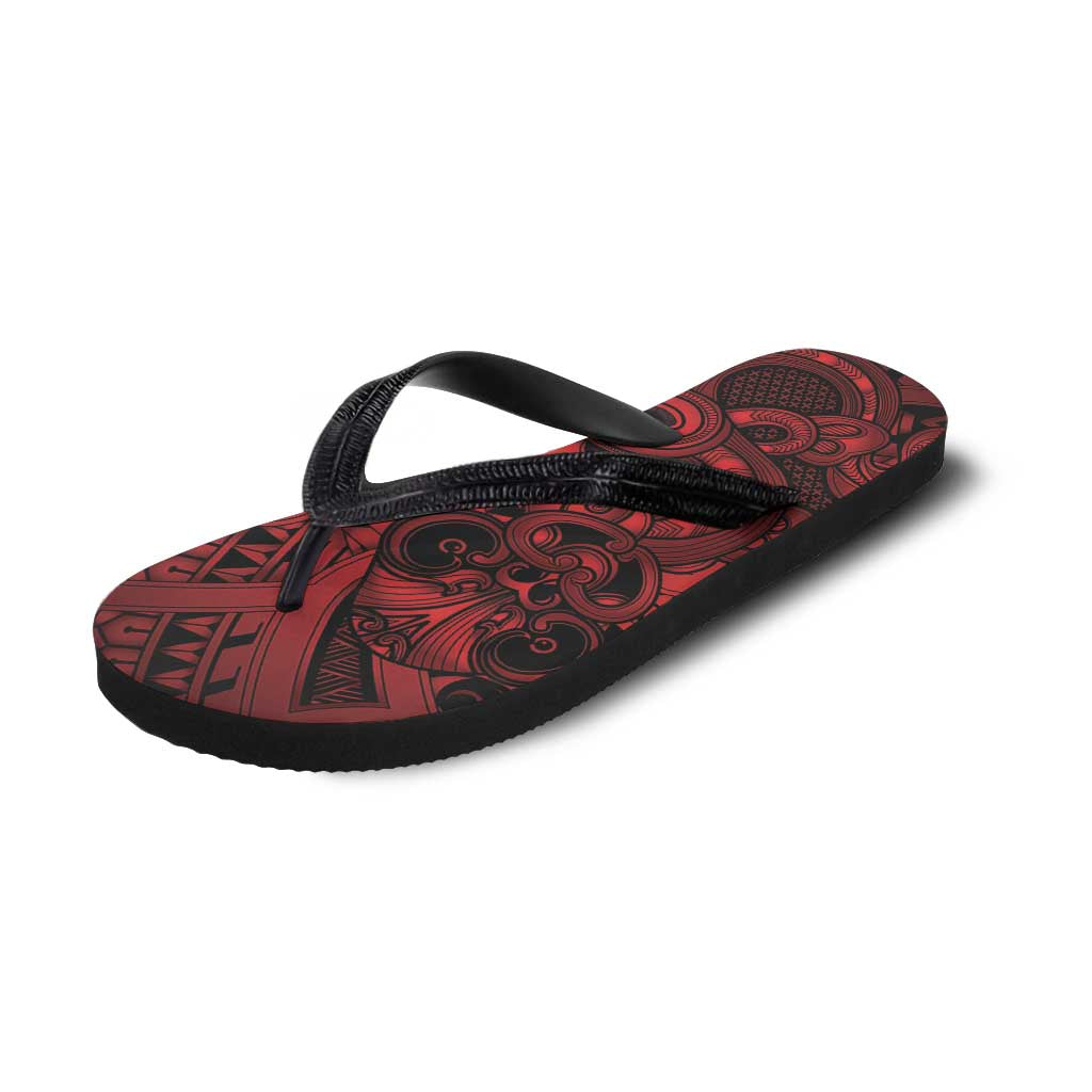 Aotearoa Maori Hei Tiki Flip Flops Whero Kowhaiwhai Puhoro Motif LT9 - Polynesian Pride