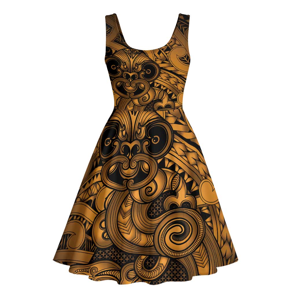 Aotearoa Maori Hei Tiki Midi Dress Koura Kowhaiwhai Puhoro Motif LT9 - Polynesian Pride