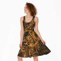 Aotearoa Maori Hei Tiki Midi Dress Koura Kowhaiwhai Puhoro Motif LT9 - Polynesian Pride