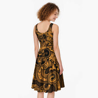Aotearoa Maori Hei Tiki Midi Dress Koura Kowhaiwhai Puhoro Motif LT9 - Polynesian Pride