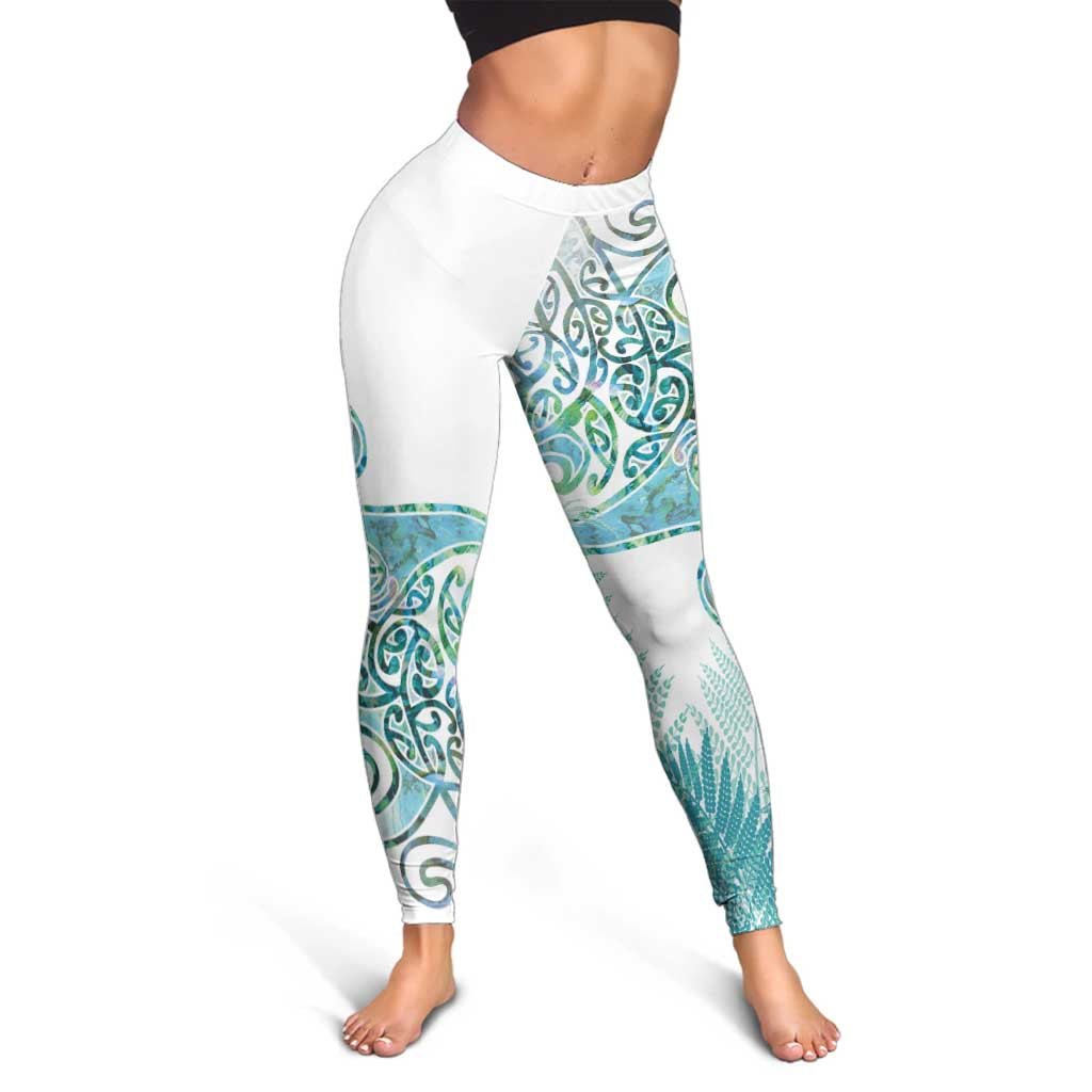 Aotearoa Maori Koru Curves Leggings Mossy Paua Shell