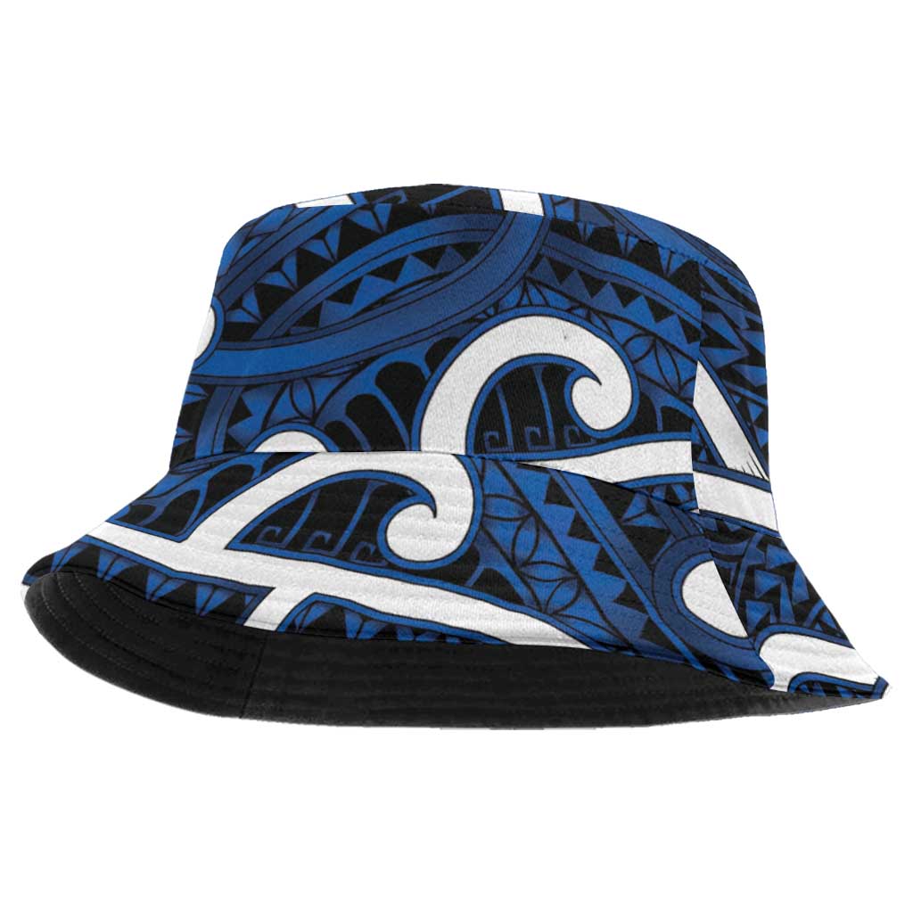 Aotearoa Maori Kowhaiwhai Bucket Hat Kikorangi Puhoro and Patiki