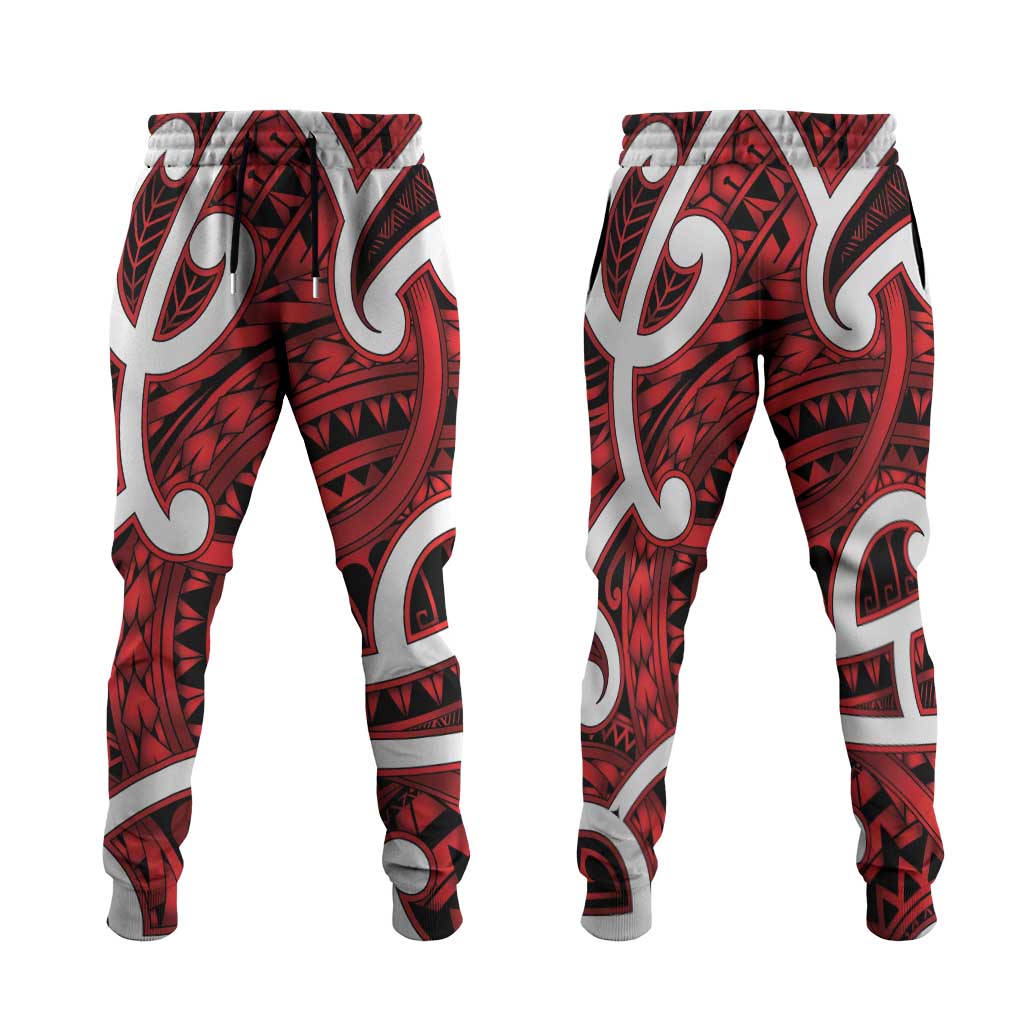Aotearoa Maori Kowhaiwhai Jogger Pants Whero Puhoro and Patiki