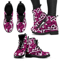 Aotearoa Maori Kowhaiwhai Leather Boots Mawhero Puhoro and Patiki LT9 - Polynesian Pride