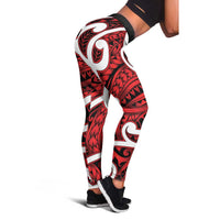Aotearoa Maori Kowhaiwhai Leggings Whero Puhoro and Patiki