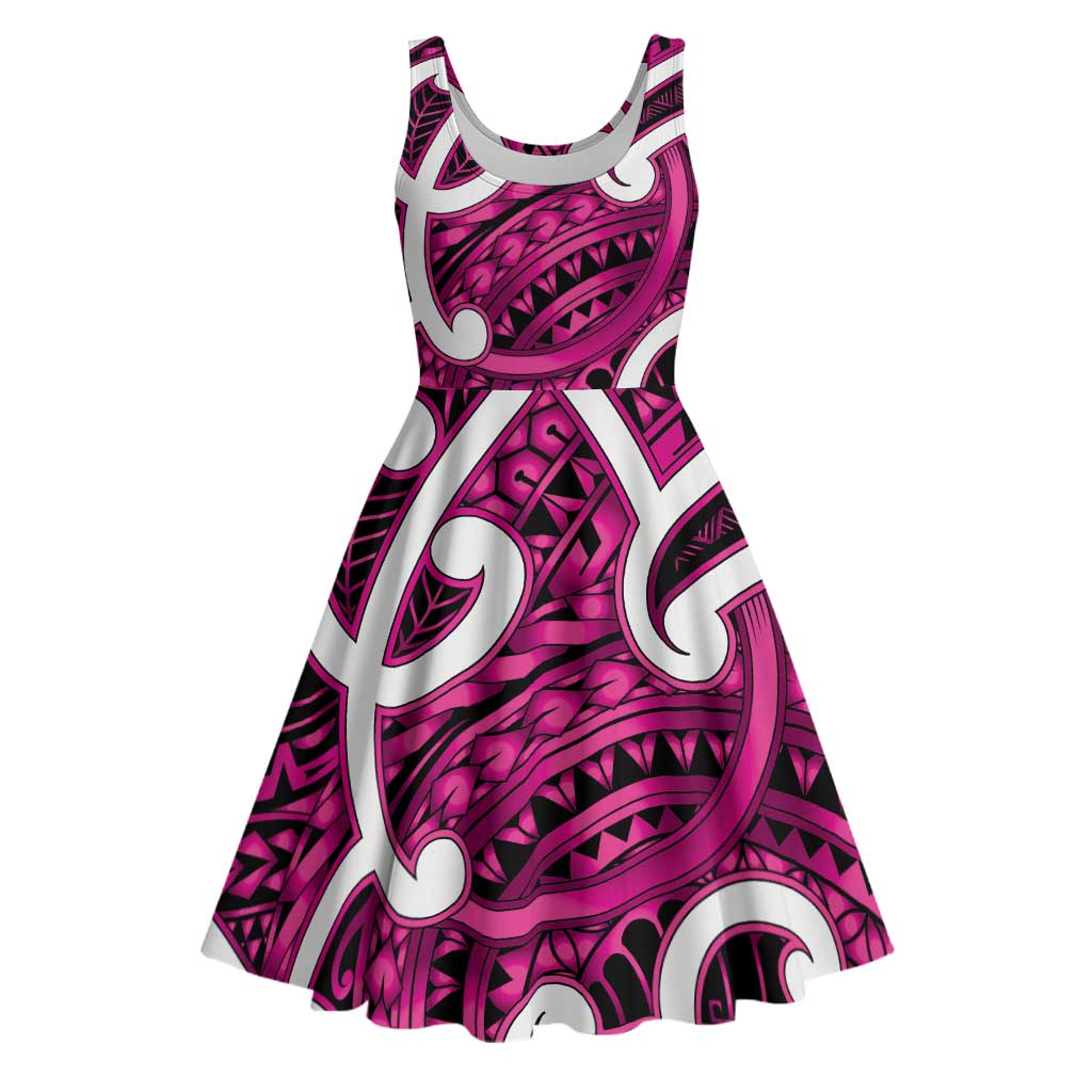 Aotearoa Maori Kowhaiwhai Midi Dress Mawhero Puhoro and Patiki