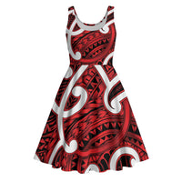 Aotearoa Maori Kowhaiwhai Midi Dress Whero Puhoro and Patiki