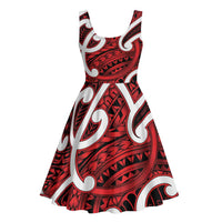 Aotearoa Maori Kowhaiwhai Midi Dress Whero Puhoro and Patiki