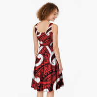 Aotearoa Maori Kowhaiwhai Midi Dress Whero Puhoro and Patiki