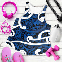 Aotearoa Maori Kowhaiwhai Women Racerback Tank Kikorangi Puhoro and Patiki LT9 Blue - Polynesian Pride