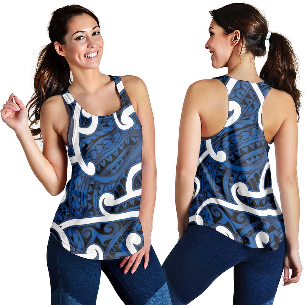 Aotearoa Maori Kowhaiwhai Women Racerback Tank Kikorangi Puhoro and Patiki LT9 - Polynesian Pride
