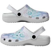 Aotearoa Maori Sea Animals Tribal Clogs Shoes Manta Ray and Shark Moko Pattern Sweet Pastel LT03 - Polynesian Pride