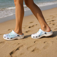 Aotearoa Maori Sea Animals Tribal Clogs Shoes Manta Ray and Shark Moko Pattern Sweet Pastel LT03 - Polynesian Pride