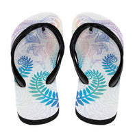 Aotearoa Maori Sea Animals Tribal Flip Flops Manta Ray and Shark Moko Pattern Sweet Pastel