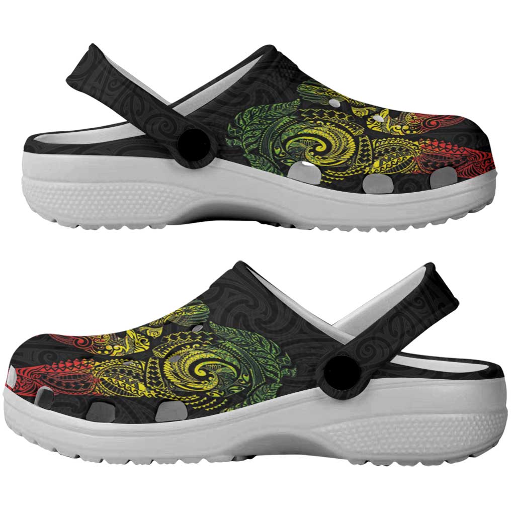 Aotearoa Moko Tribal Tattoo Clogs Shoes New Zealand Maori Penguin and Fantail Reggae Style LT03 - Polynesian Pride