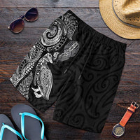 Aotearoa Moko Tribal Tattoo Shorts for Men New Zealand Maori Penguin and Fantail Black Color