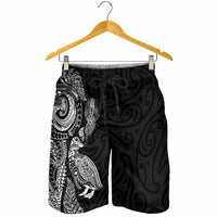 Aotearoa Moko Tribal Tattoo Shorts for Men New Zealand Maori Penguin and Fantail Black Color