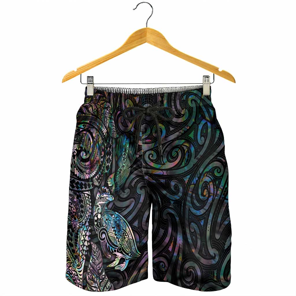 Aotearoa Moko Tribal Tattoo Shorts for Men New Zealand Maori Penguin and Fantail Paua Shell Style