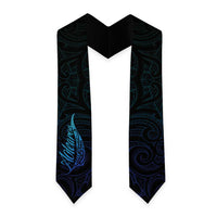 Aotearoa New Zealand Graduation Stole Koru Fern Blue Gradient