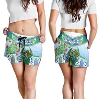 Aotearoa New Zealand Natural Plants Shorts for Women Pohutukawa with Silver Ferns Koru Frond Maori Tattoos
