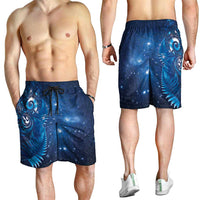 Aotearoa New Zealand New Year Shorts for Men Tribal Koru Tattoo Blue Galaxy Maori Silver Fern