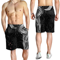 Aotearoa Volleyball Shorts for Men Silver Ferns and Maori Tribal Black