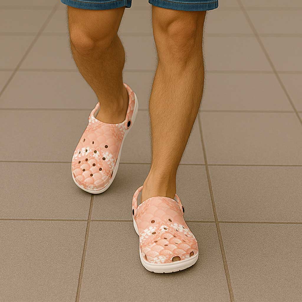 Apricot Mermaid Puakenikeni Maile Lei Clogs Shoes