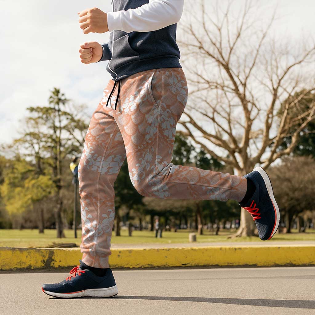 Apricot Mermaid Puakenikeni Maile Lei Jogger Pants